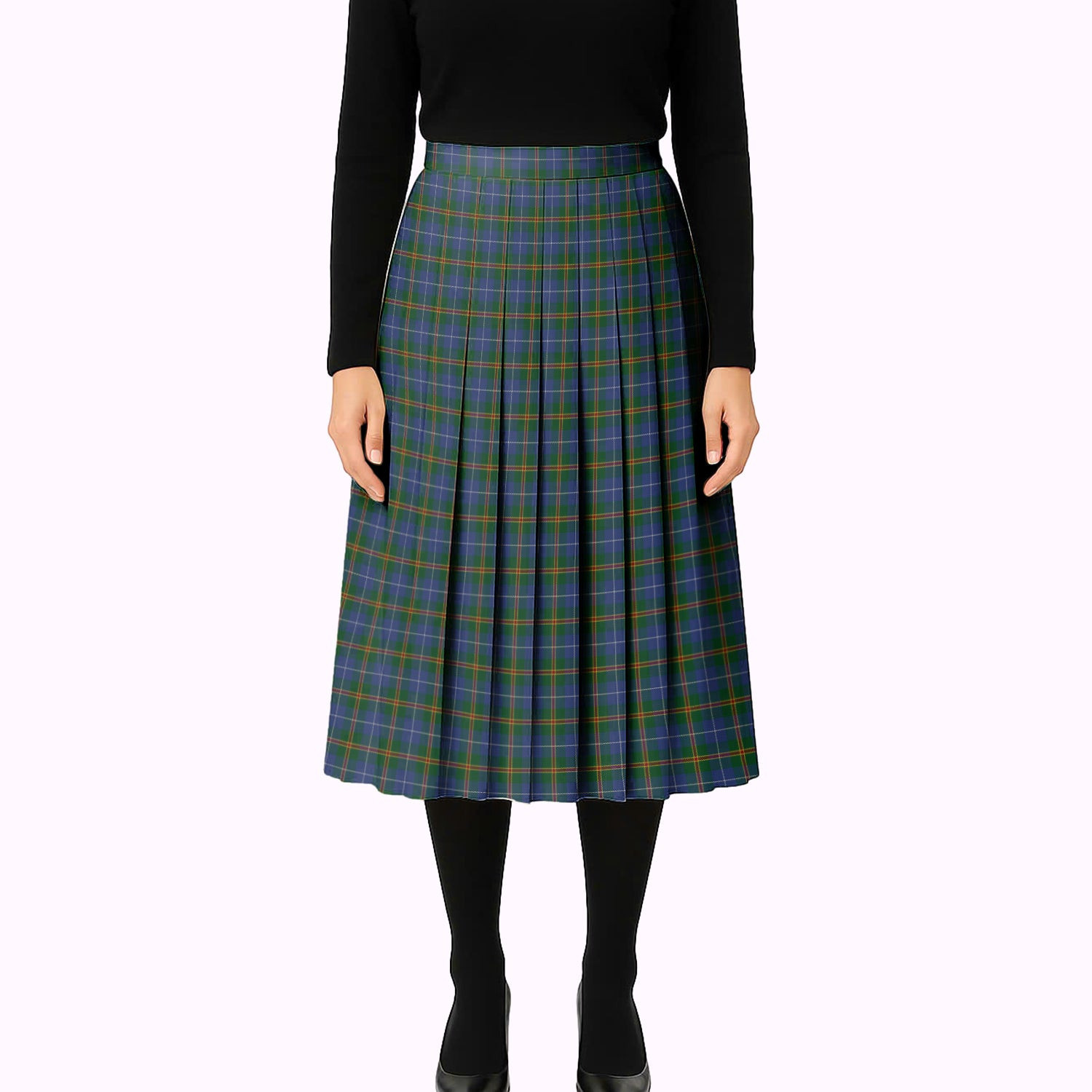 ScotsTee Shop Scottish Turnbull Hunting Tartan Pleated Midi Skirt