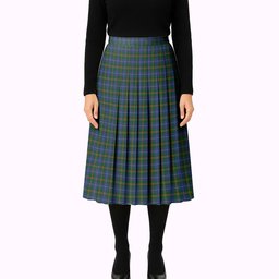 ScotsTee Shop Scottish Turnbull Hunting Tartan Pleated Midi Skirt