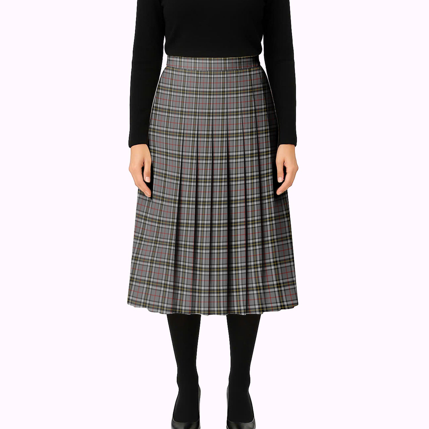ScotsTee Shop Scottish Thomson Dress Grey Tartan Pleated Midi Skirt