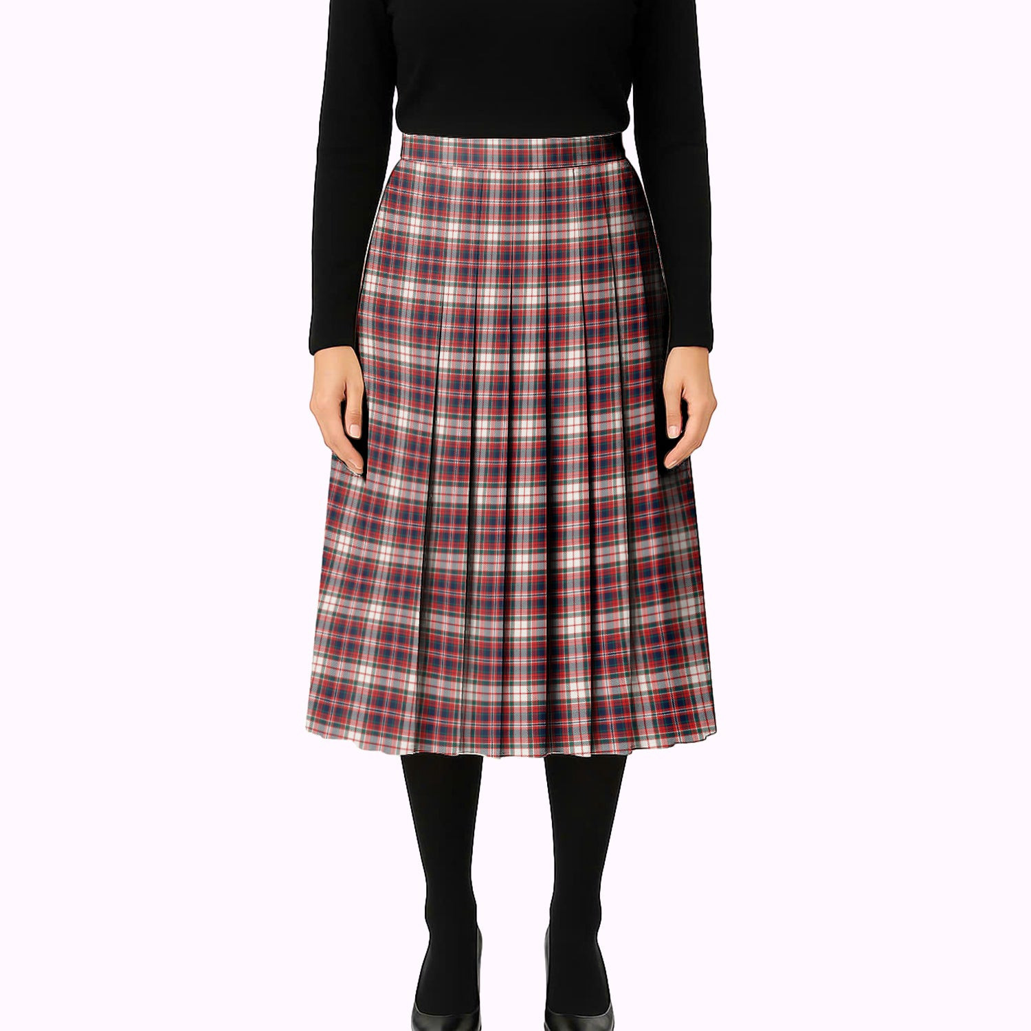 ScotsTee Shop Scottish McFarland Dress Modern Tartan Pleated Midi Skirt
