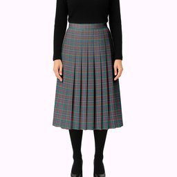ScotsTee Shop Scottish Russell Old Modern Tartan Pleated Midi Skirt