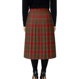 ScotsTee Shop Scottish Stewart of Galloway Tartan Pleated Midi Skirt