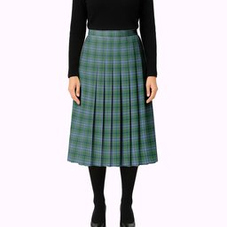 ScotsTee Shop Scottish Wishart Hunting Ancient Tartan Pleated Midi Skirt