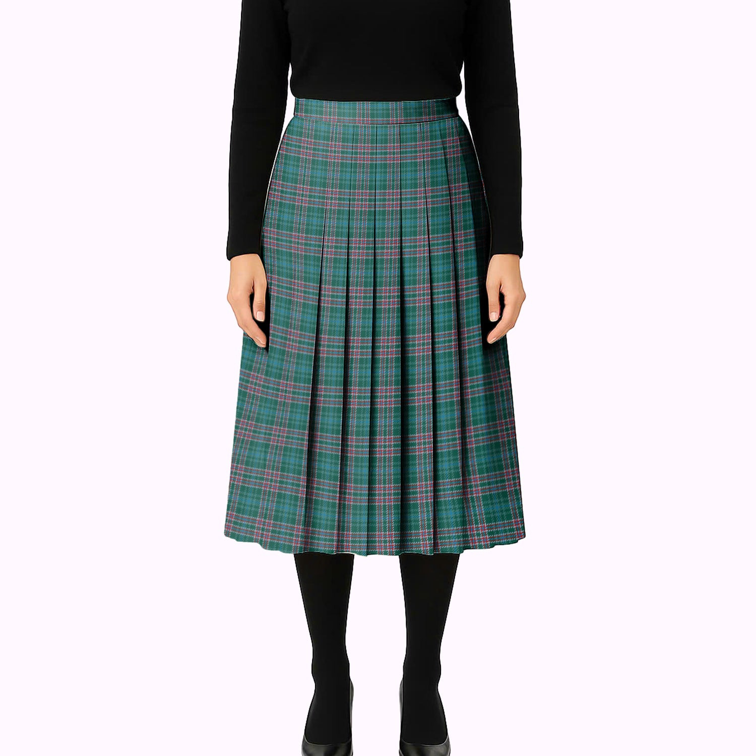 ScotsTee Shop Scottish Ralston USA Modern Tartan Pleated Midi Skirt