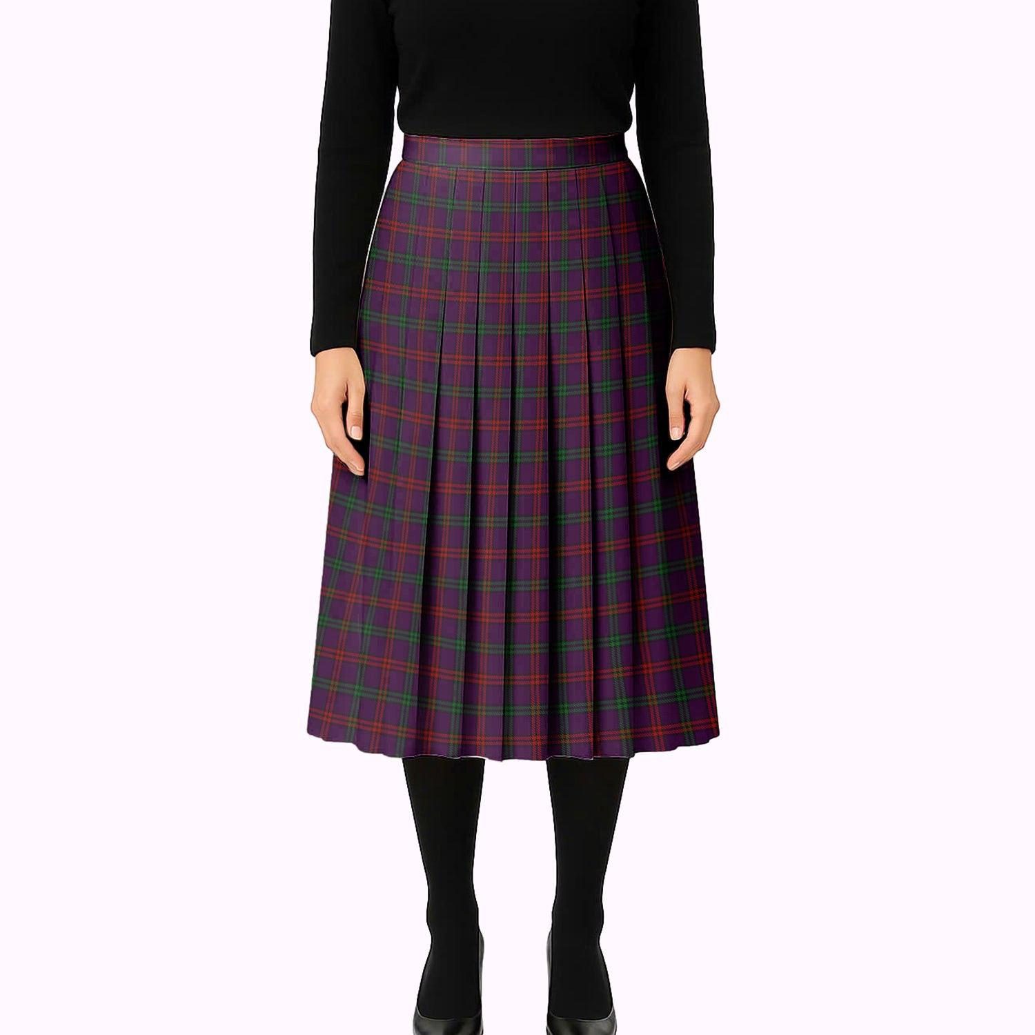 ScotsTee Shop Scottish Montgomrie or Montgomery of Eglinton Tartan Pleated Midi Skirt