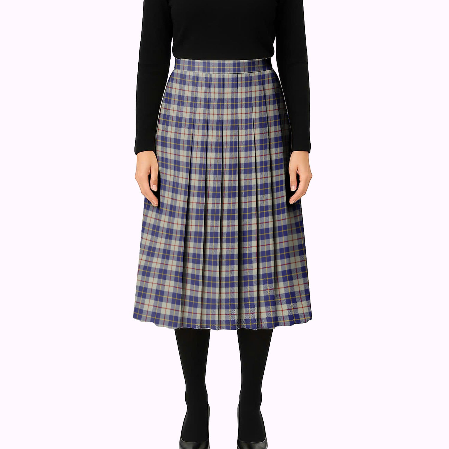 ScotsTee Shop Scottish MacRae of Conchra Tartan Pleated Midi Skirt