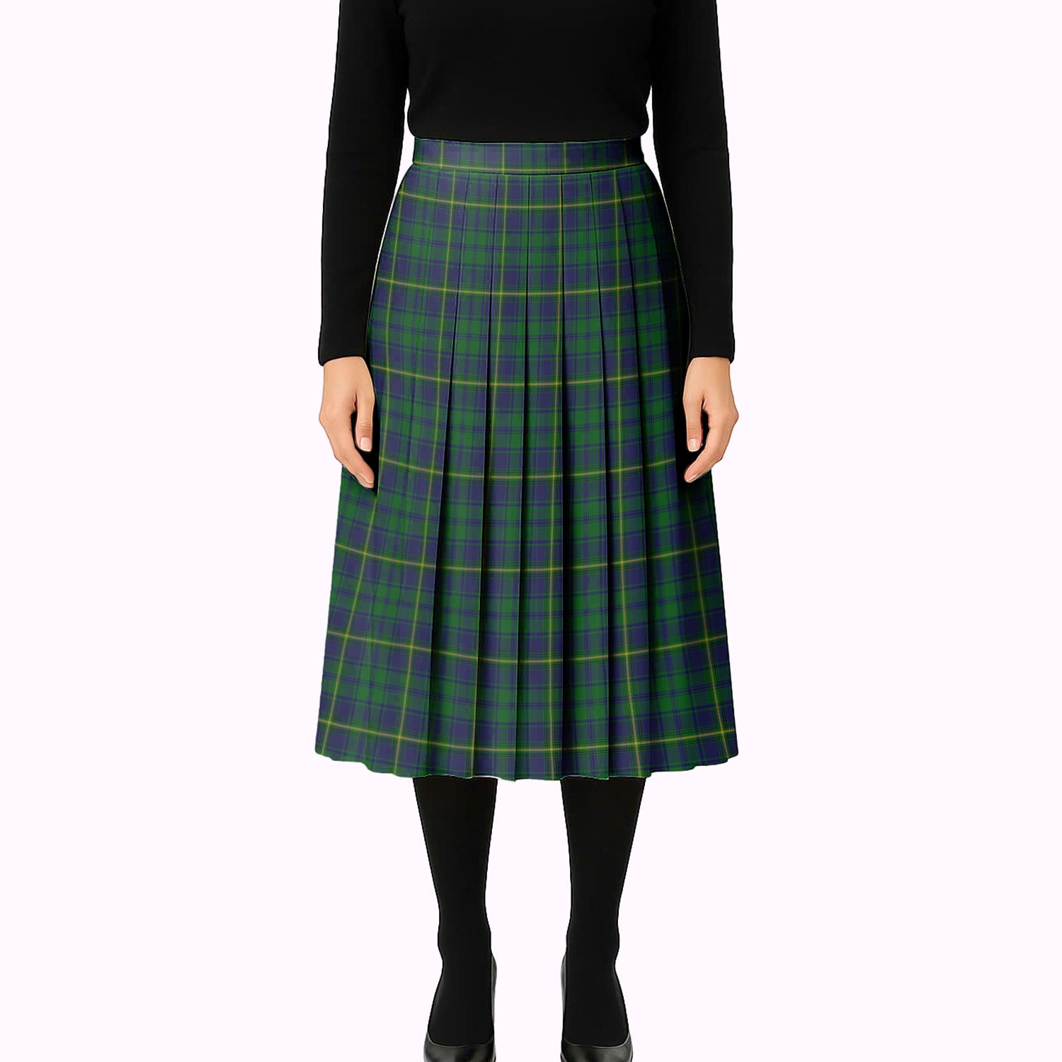 ScotsTee Shop Scottish Princess Beatrice Hunting Tartan Pleated Midi Skirt