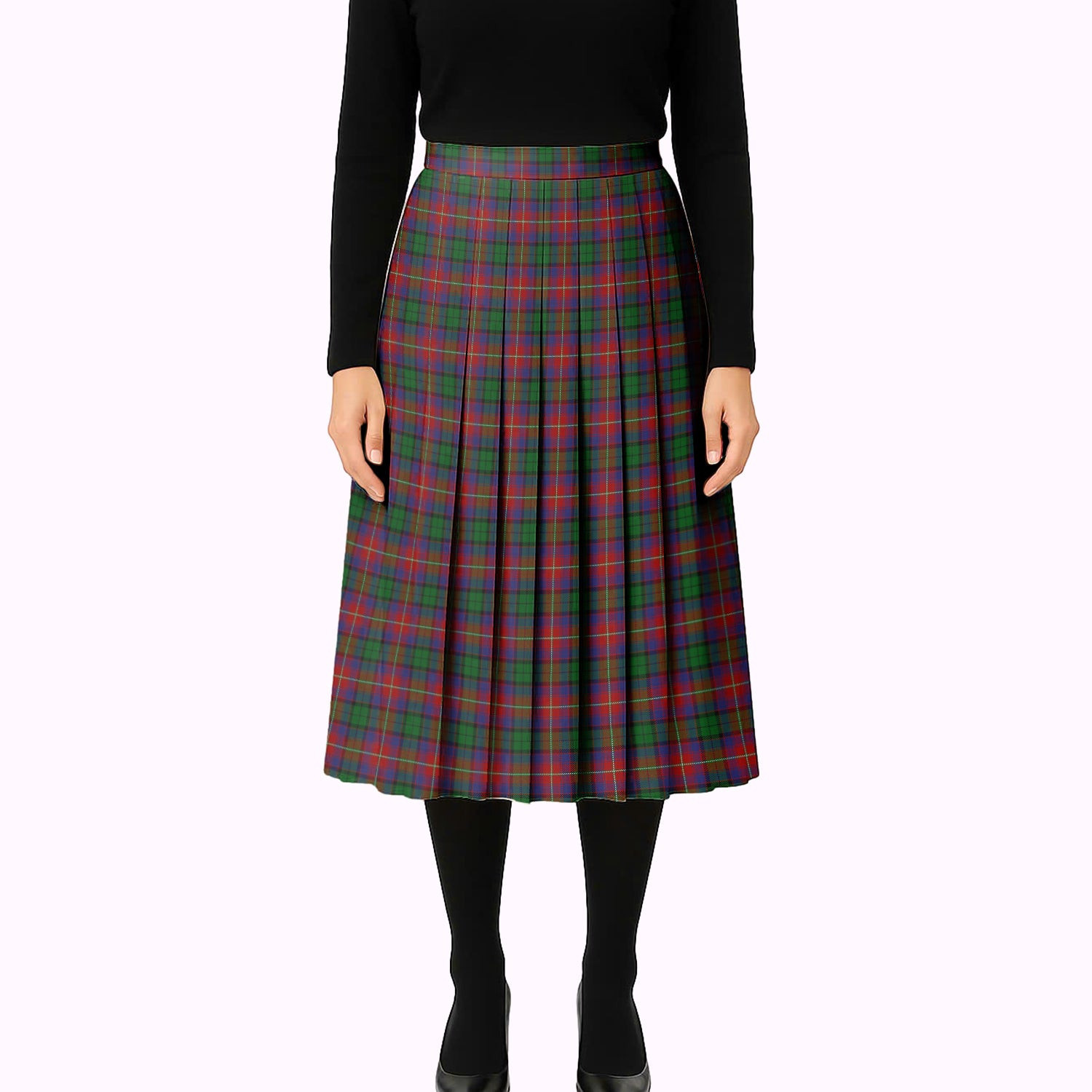 ScotsTee Shop Scottish Rattray of Lude Tartan Pleated Midi Skirt