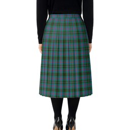 ScotsTee Shop Scottish Wood Ancient Clan Tartan Pleated Midi Skirt