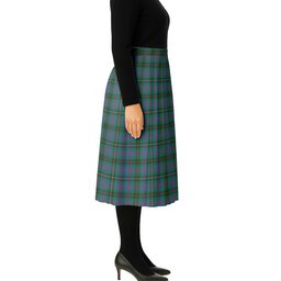ScotsTee Shop Scottish Wood Ancient Clan Tartan Pleated Midi Skirt