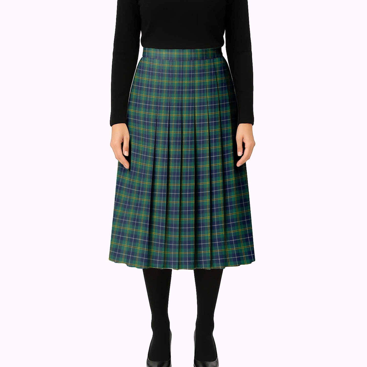 ScotsTee Shop Scottish Turnbull Hunting Modern Clan Tartan Pleated Midi Skirt