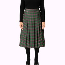 ScotsTee Shop Scottish McFarland Hunting Tartan Pleated Midi Skirt