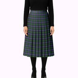 ScotsTee Shop Scottish MacRae Hunting Wilsons Tartan Pleated Midi Skirt