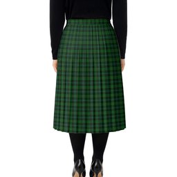 ScotsTee Shop Scottish McCandlish Hunting Green Tartan Pleated Midi Skirt