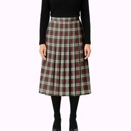 ScotsTee Shop Scottish Rose White Dress Tartan Pleated Midi Skirt