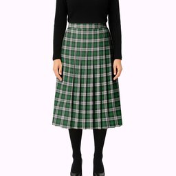 ScotsTee Shop Scottish McCandlish Arisaid Green Tartan Pleated Midi Skirt
