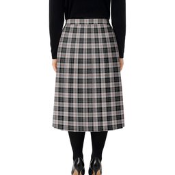 ScotsTee Shop Scottish MacPherson of Cluny Black and White Tartan Pleated Midi Skirt