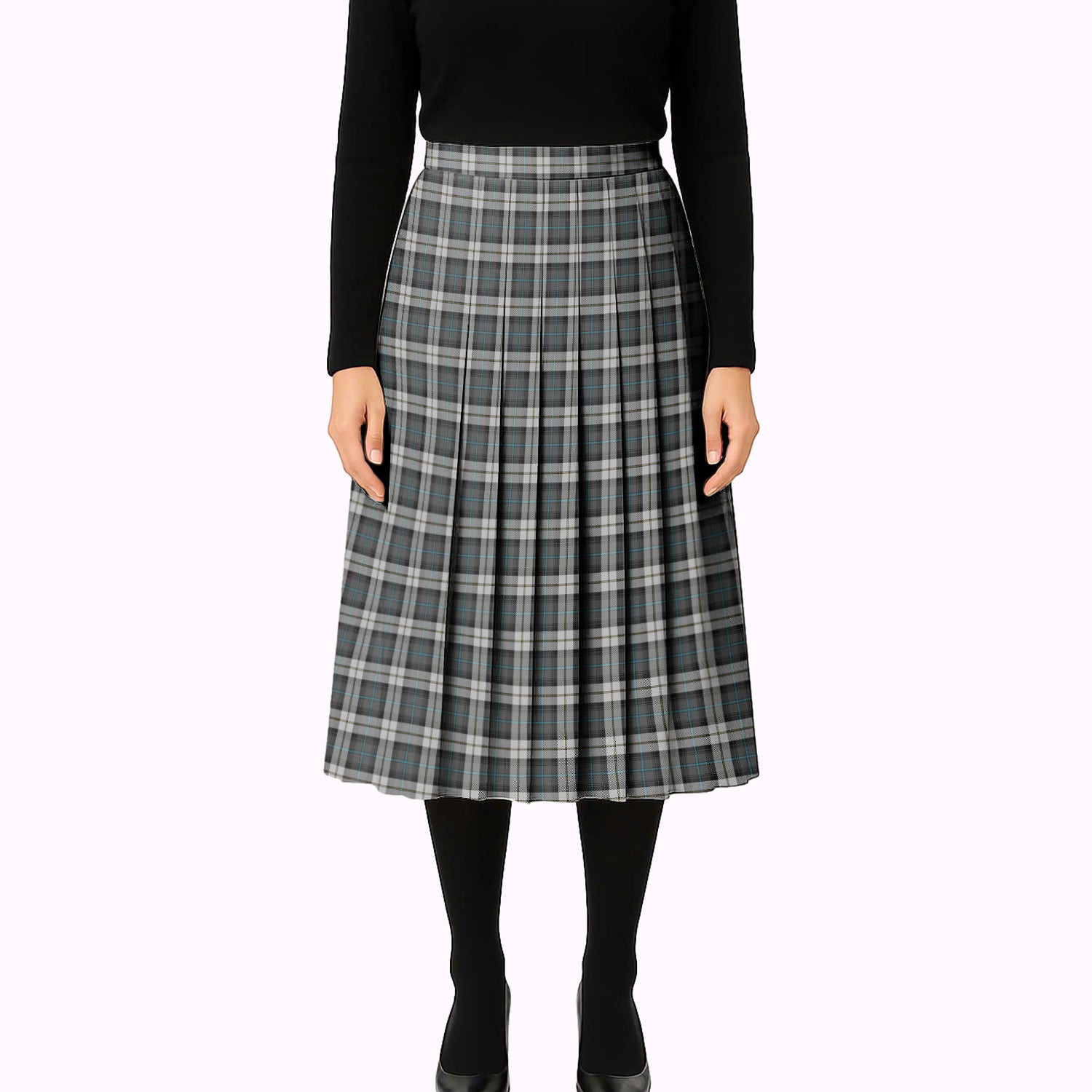 ScotsTee Shop Scottish McCandlish Arisaid Grey Tartan Pleated Midi Skirt