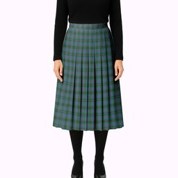 ScotsTee Shop Scottish Wood Ancient Tartan Pleated Midi Skirt