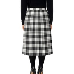 ScotsTee Shop Scottish McFarland Black White Tartan Pleated Midi Skirt