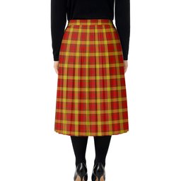 ScotsTee Shop Scottish Maguire Black Tartan Pleated Midi Skirt