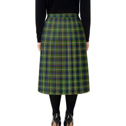 ScotsTee Shop Scottish Reid Green SC Tartan Pleated Midi Skirt