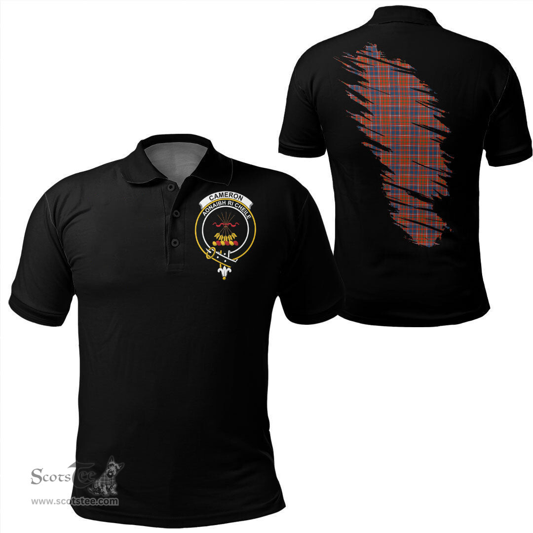 ScotsTee Shop Scottish Cameron of Lochiel Ancient Clan Crest Tartan In Me Scotland In My Bone Soft Cotton Polo Shirts