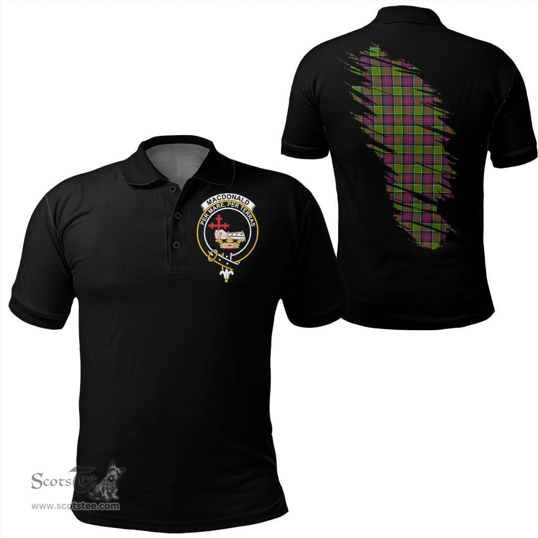 ScotsTee Shop Scottish MacDonald of Clanranald Clan Crest Tartan In Me Scotland In My Bone Soft Cotton Polo Shirts