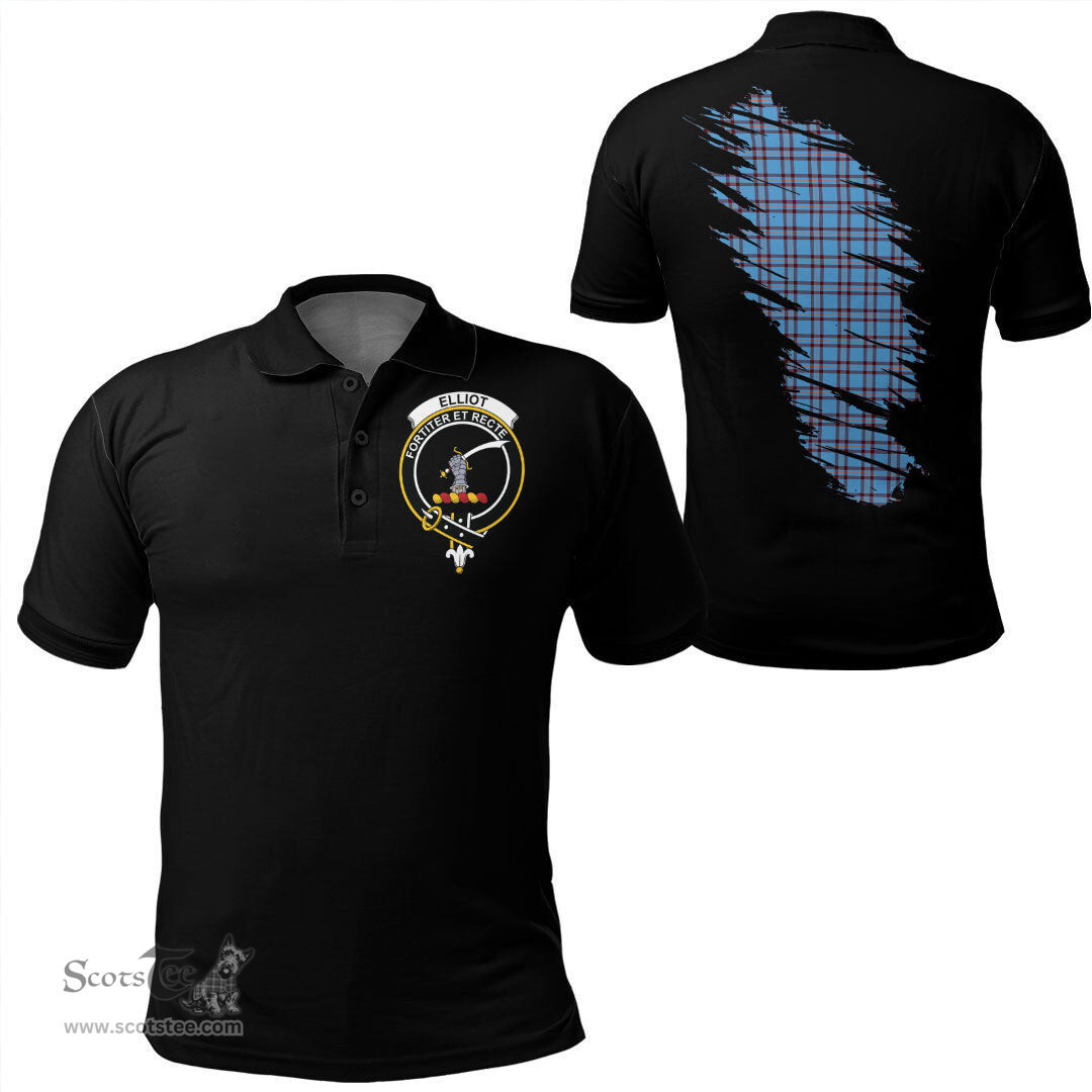 ScotsTee Shop Scottish Elliot Ancient Clan Crest Tartan In Me Scotland In My Bone Soft Cotton Polo Shirts