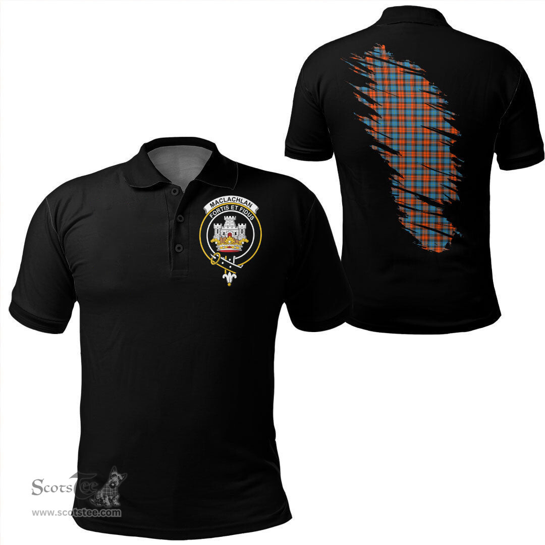 ScotsTee Shop Scottish MacLachlan Ancient Clan Crest Tartan In Me Scotland In My Bone Soft Cotton Polo Shirts