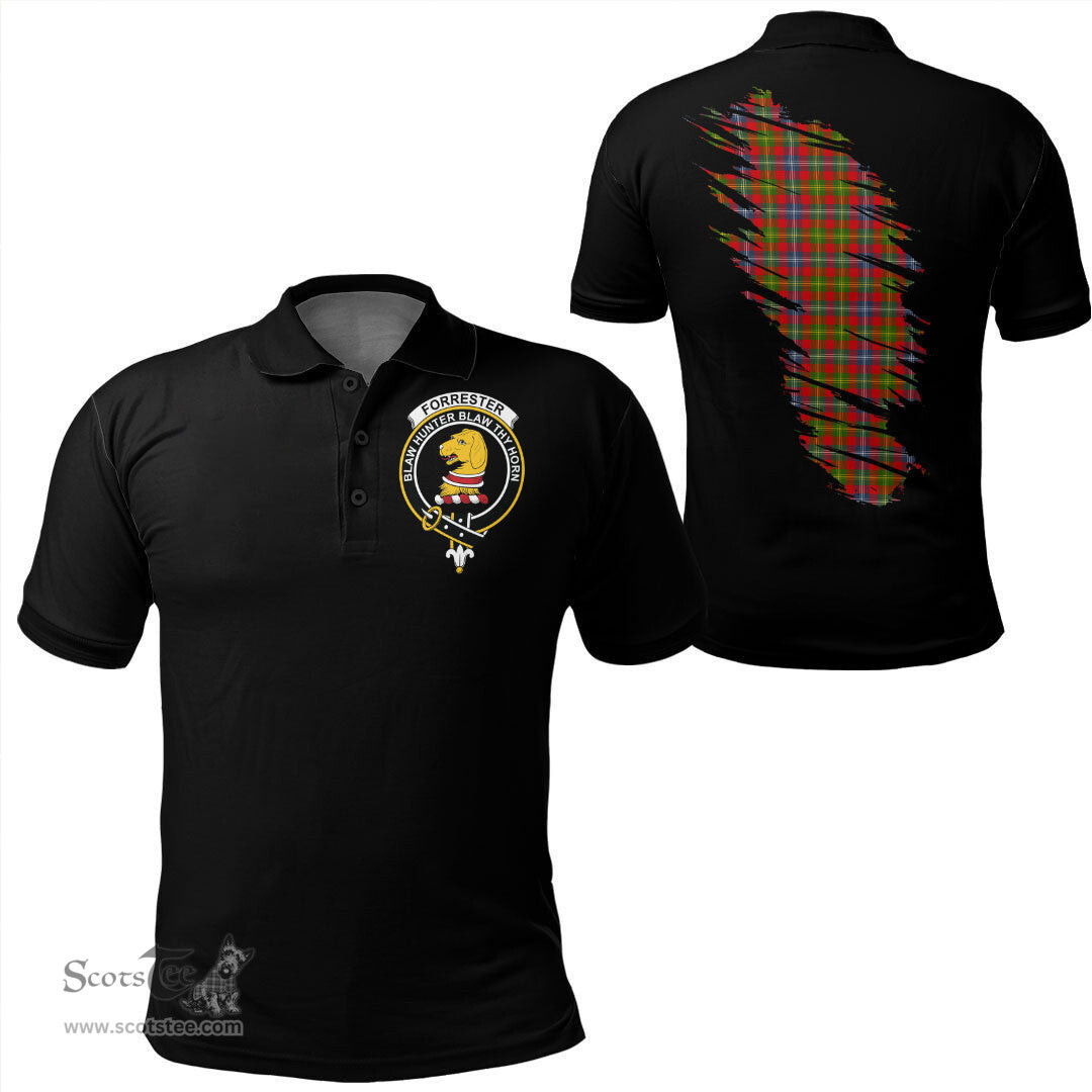 ScotsTee Shop Scottish Forrester Clan Crest Tartan In Me Scotland In My Bone Soft Cotton Polo Shirts