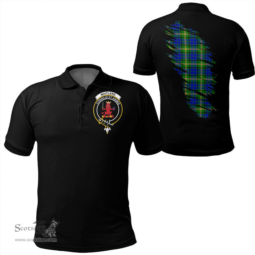 ScotsTee Shop Scottish Maitland Clan Crest Tartan In Me Scotland In My Bone Soft Cotton Polo Shirts