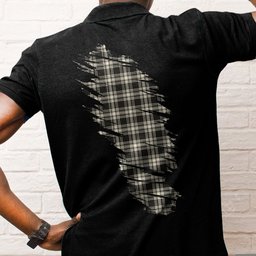 ScotsTee Shop Scottish Menzies Black & White Ancient Clan Crest Tartan In Me Scotland In My Bone Soft Cotton Polo Shirts
