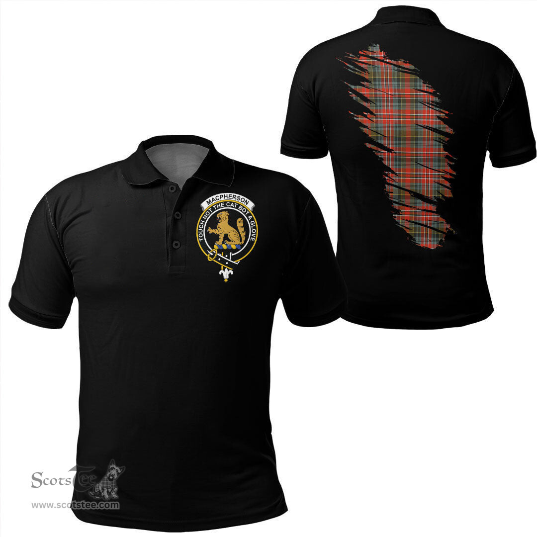 ScotsTee Shop Scottish MacPherson Weathered Clan Crest Tartan In Me Scotland In My Bone Soft Cotton Polo Shirts