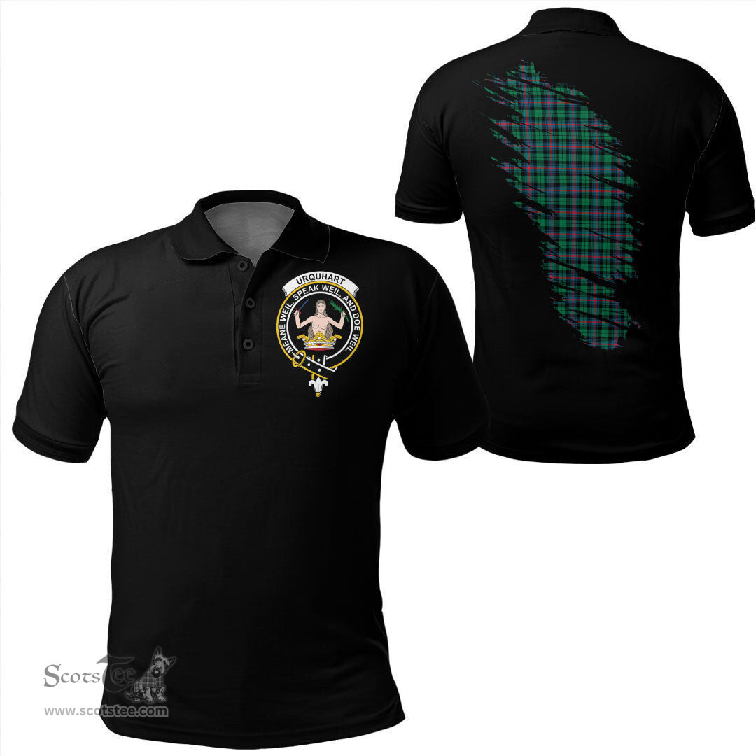 ScotsTee Shop Scottish Urquhart Broad Red Ancient Clan Crest Tartan In Me Scotland In My Bone Soft Cotton Polo Shirts