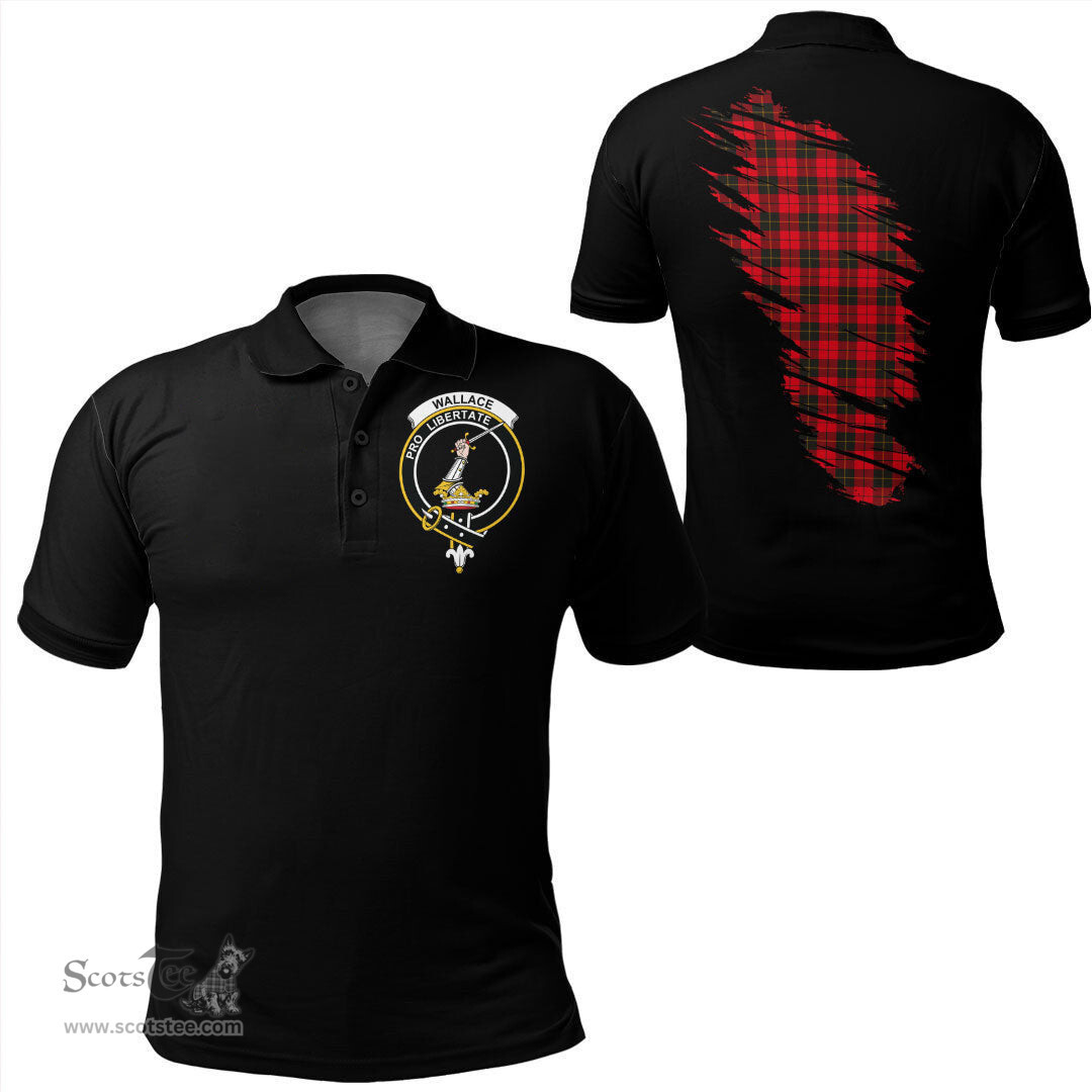 ScotsTee Shop Scottish Wallace Weathered Clan Crest Tartan In Me Scotland In My Bone Soft Cotton Polo Shirts