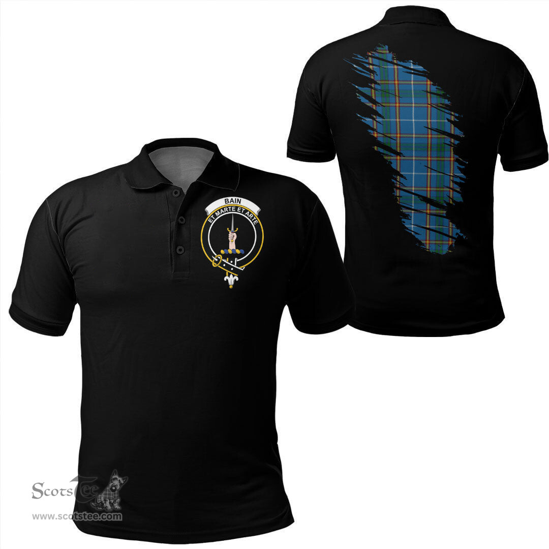 ScotsTee Shop Scottish Bain Clan Crest Tartan In Me Scotland In My Bone Soft Cotton Polo Shirts