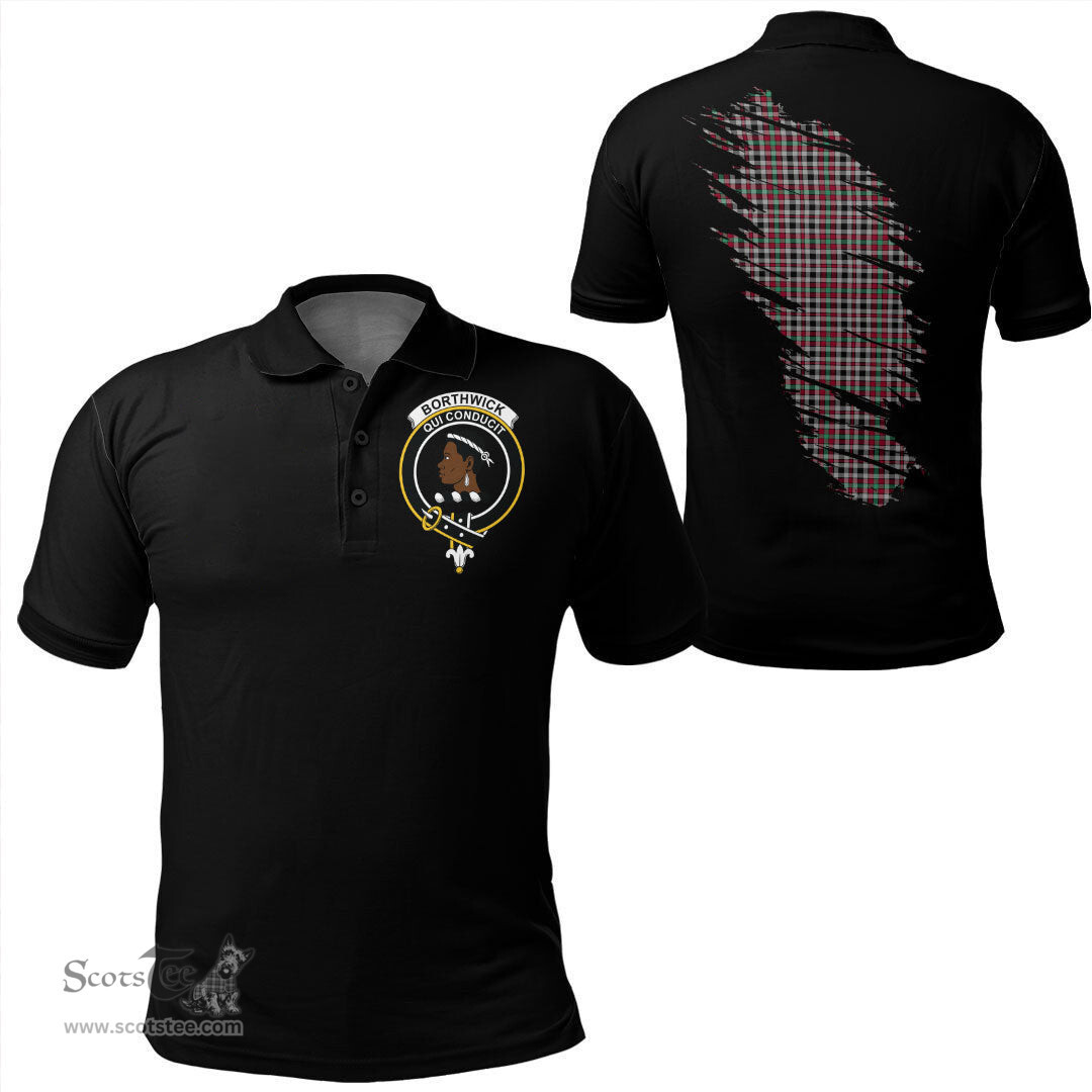 ScotsTee Shop Scottish Borthwick Ancient Clan Crest Tartan In Me Scotland In My Bone Soft Cotton Polo Shirts