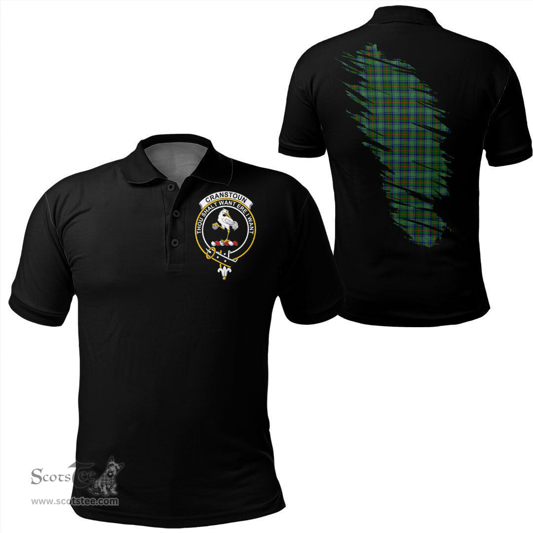ScotsTee Shop Scottish Cranstoun Clan Crest Tartan In Me Scotland In My Bone Soft Cotton Polo Shirts