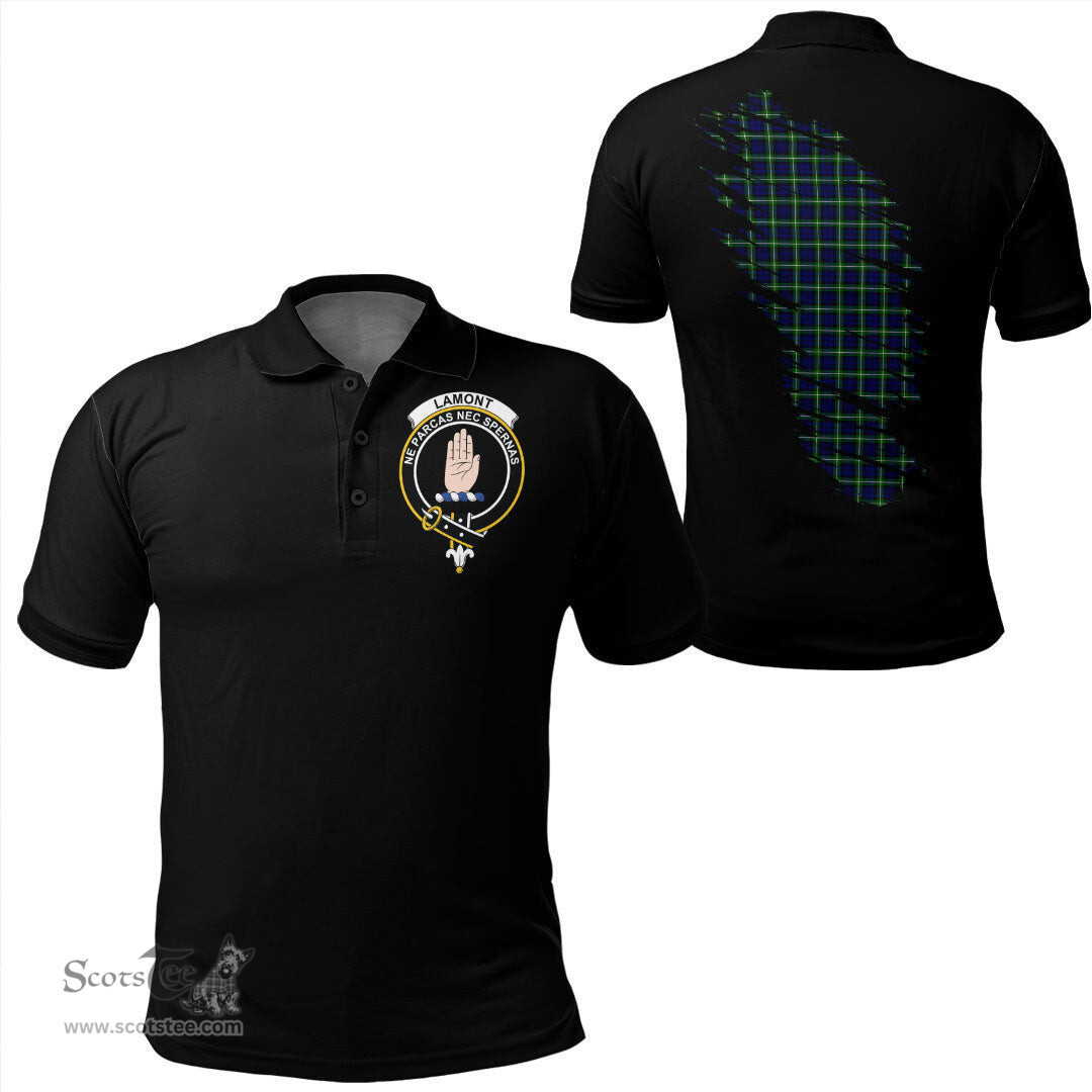 ScotsTee Shop Scottish Lamont Modern Clan Crest Tartan In Me Scotland In My Bone Soft Cotton Polo Shirts