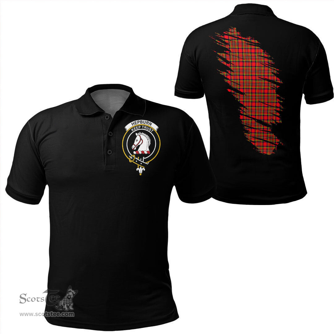 ScotsTee Shop Scottish Hepburn Clan Crest Tartan In Me Scotland In My Bone Soft Cotton Polo Shirts