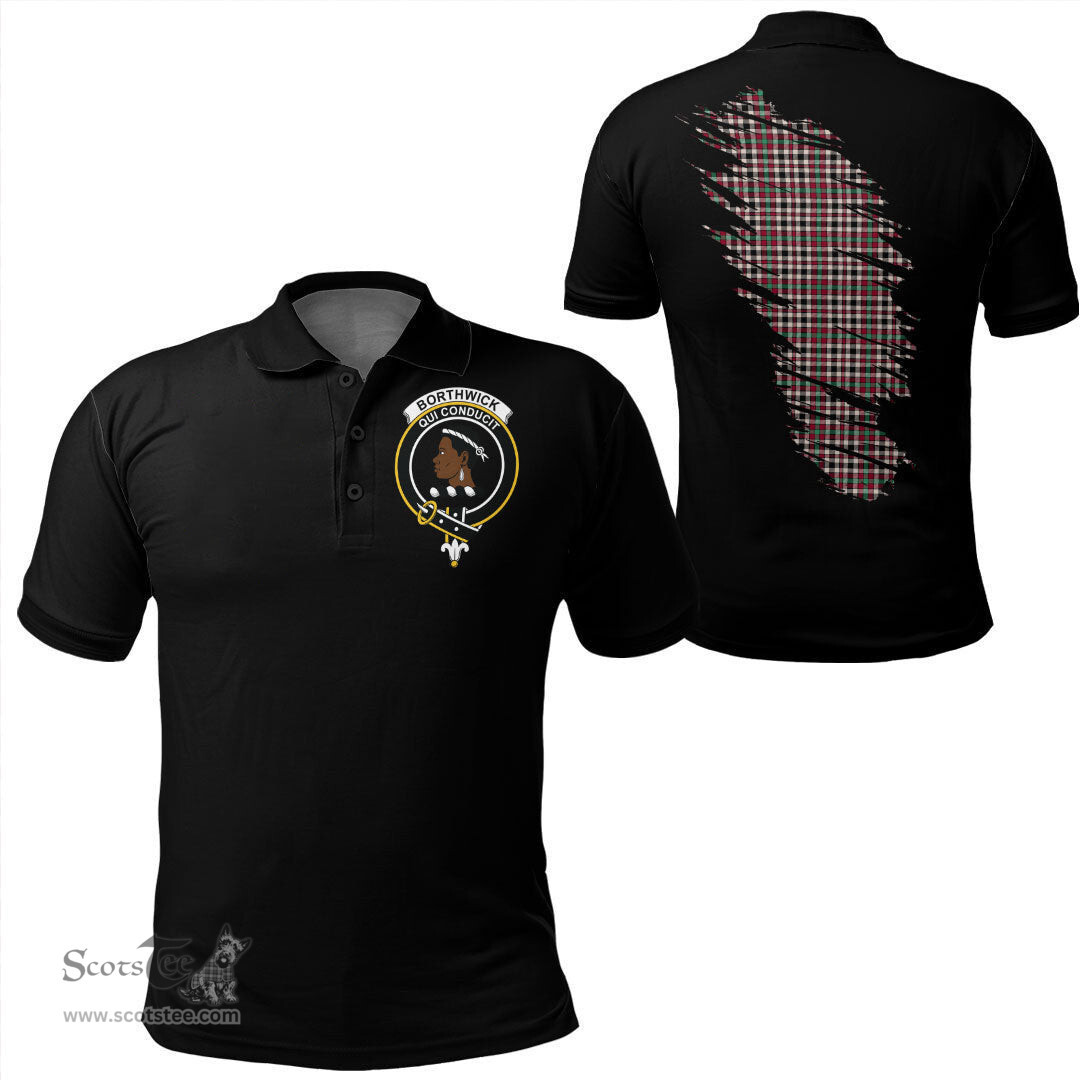 ScotsTee Shop Scottish Borthwick Dress Ancient Clan Crest Tartan In Me Scotland In My Bone Soft Cotton Polo Shirts