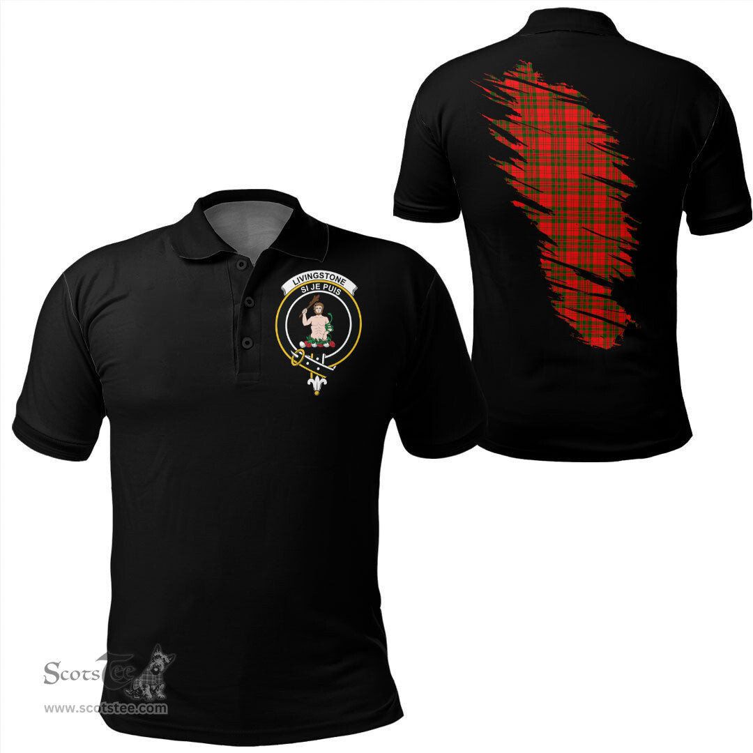 ScotsTee Shop Scottish Livingstone Modern Clan Crest Tartan In Me Scotland In My Bone Soft Cotton Polo Shirts