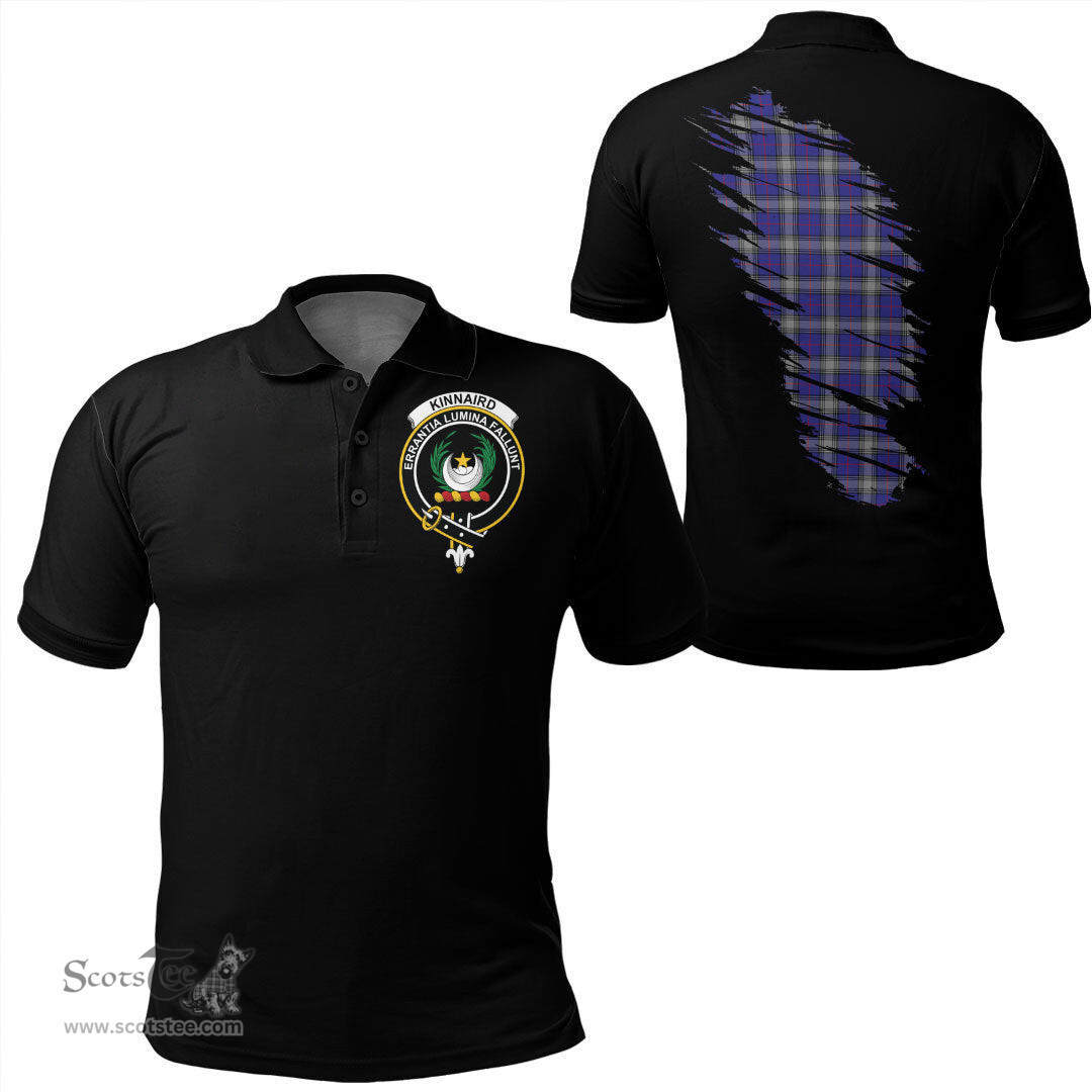 ScotsTee Shop Scottish Kinnaird Clan Crest Tartan In Me Scotland In My Bone Soft Cotton Polo Shirts