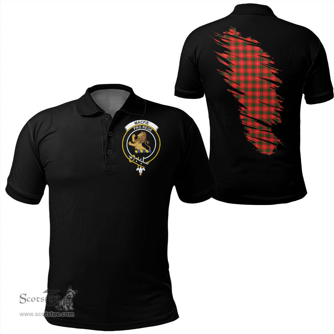 ScotsTee Shop Scottish MacFie Clan Crest Tartan In Me Scotland In My Bone Soft Cotton Polo Shirts