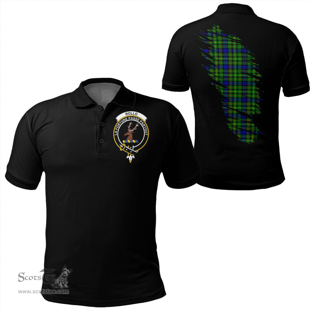 ScotsTee Shop Scottish Rollo Modern Clan Crest Tartan In Me Scotland In My Bone Soft Cotton Polo Shirts