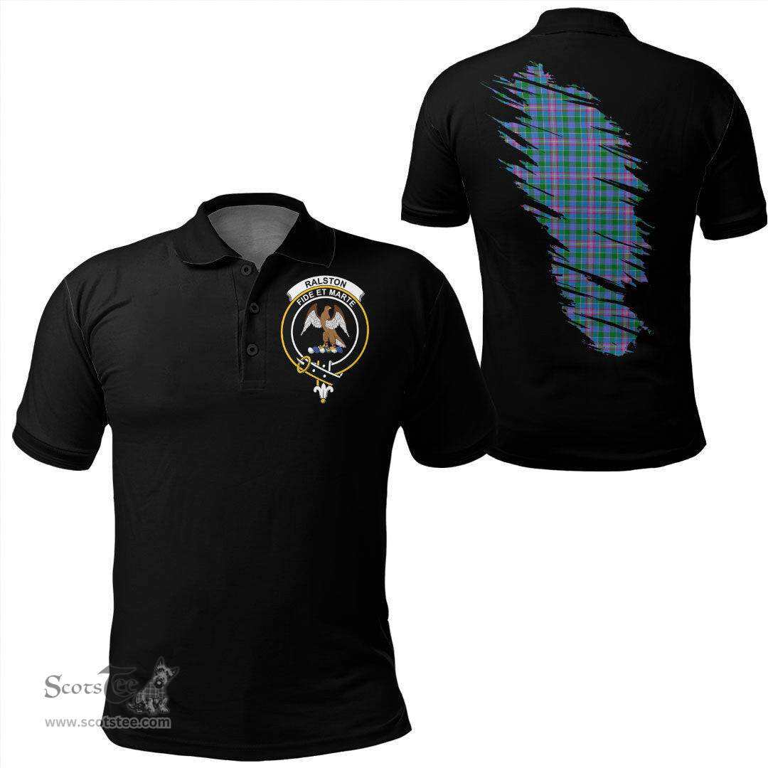 ScotsTee Shop Scottish Ralston Clan Crest Tartan In Me Scotland In My Bone Soft Cotton Polo Shirts