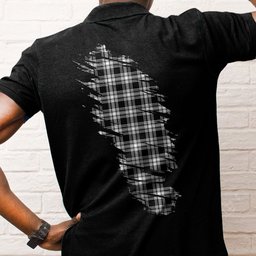 ScotsTee Shop Scottish Menzies Black & White Modern Clan Crest Tartan In Me Scotland In My Bone Soft Cotton Polo Shirts