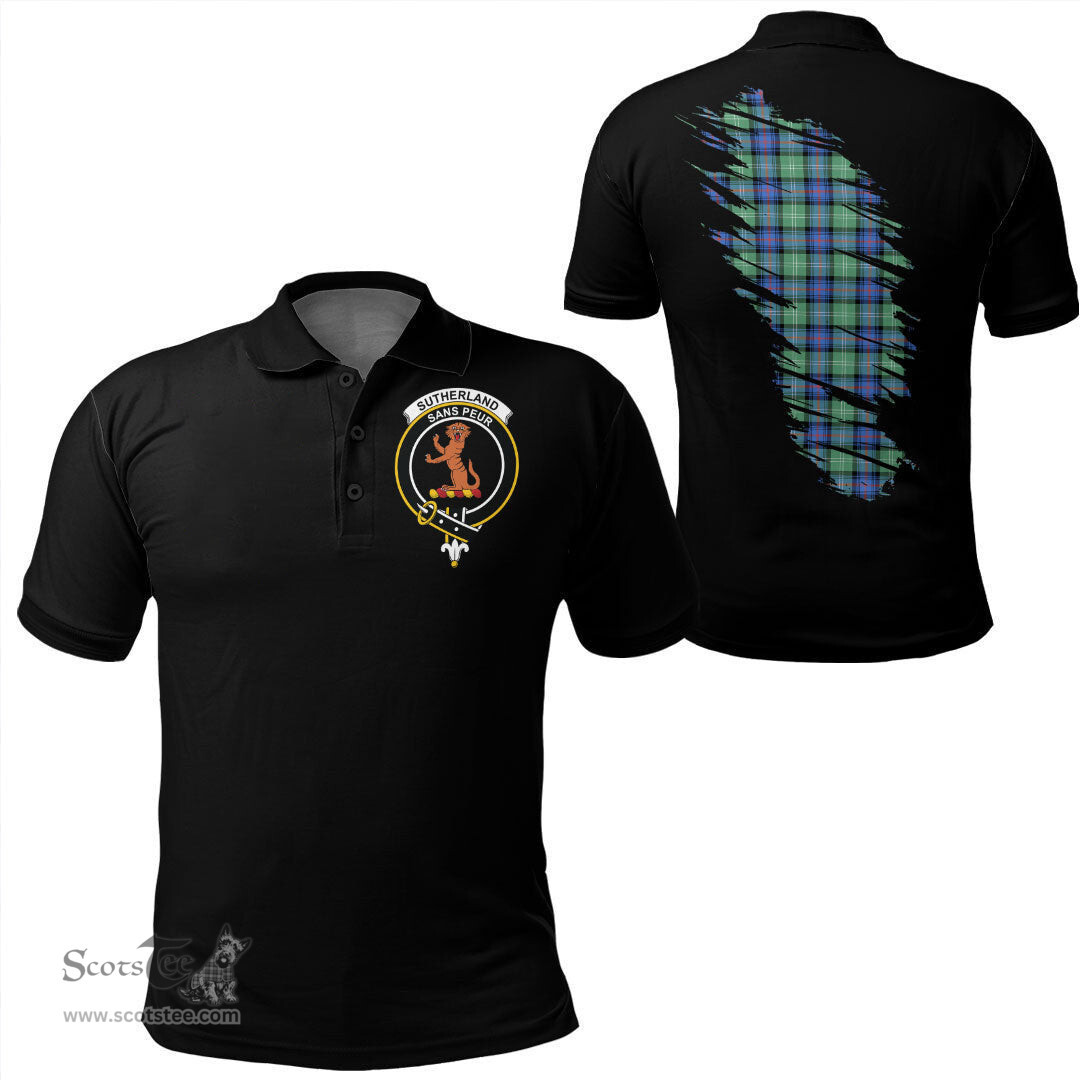 ScotsTee Shop Scottish Sutherland Old Ancient Clan Crest Tartan In Me Scotland In My Bone Soft Cotton Polo Shirts