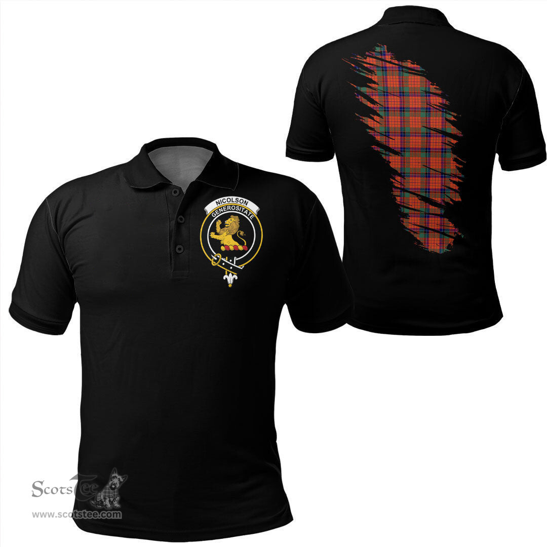 ScotsTee Shop Scottish Nicolson Ancient Clan Crest Tartan In Me Scotland In My Bone Soft Cotton Polo Shirts